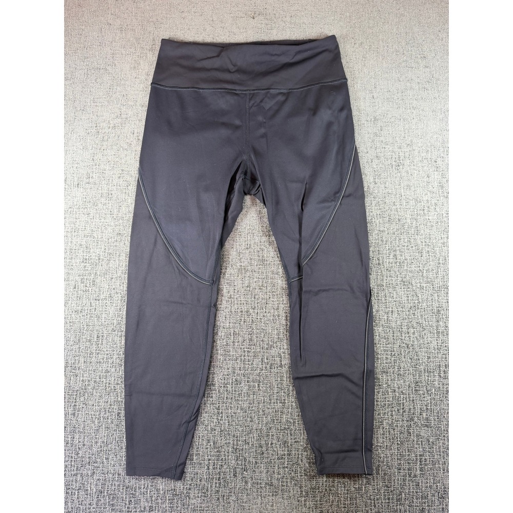 Athleta Cold Front Hybrid Run Tight Black Reflective Leggings Large RN 54023